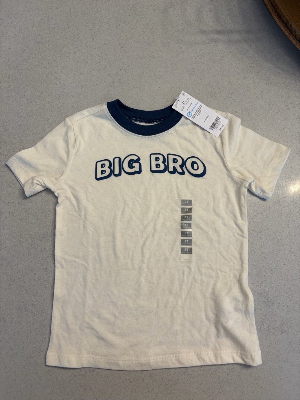 NWT Big Bro Cream Short-Sleeve Tee with Navy Trim - size 2t